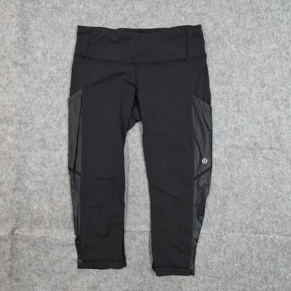 Lululemon Leggings Womens 2 Cut The Crop 17" Black Workout Gym Yoga Run Athletic